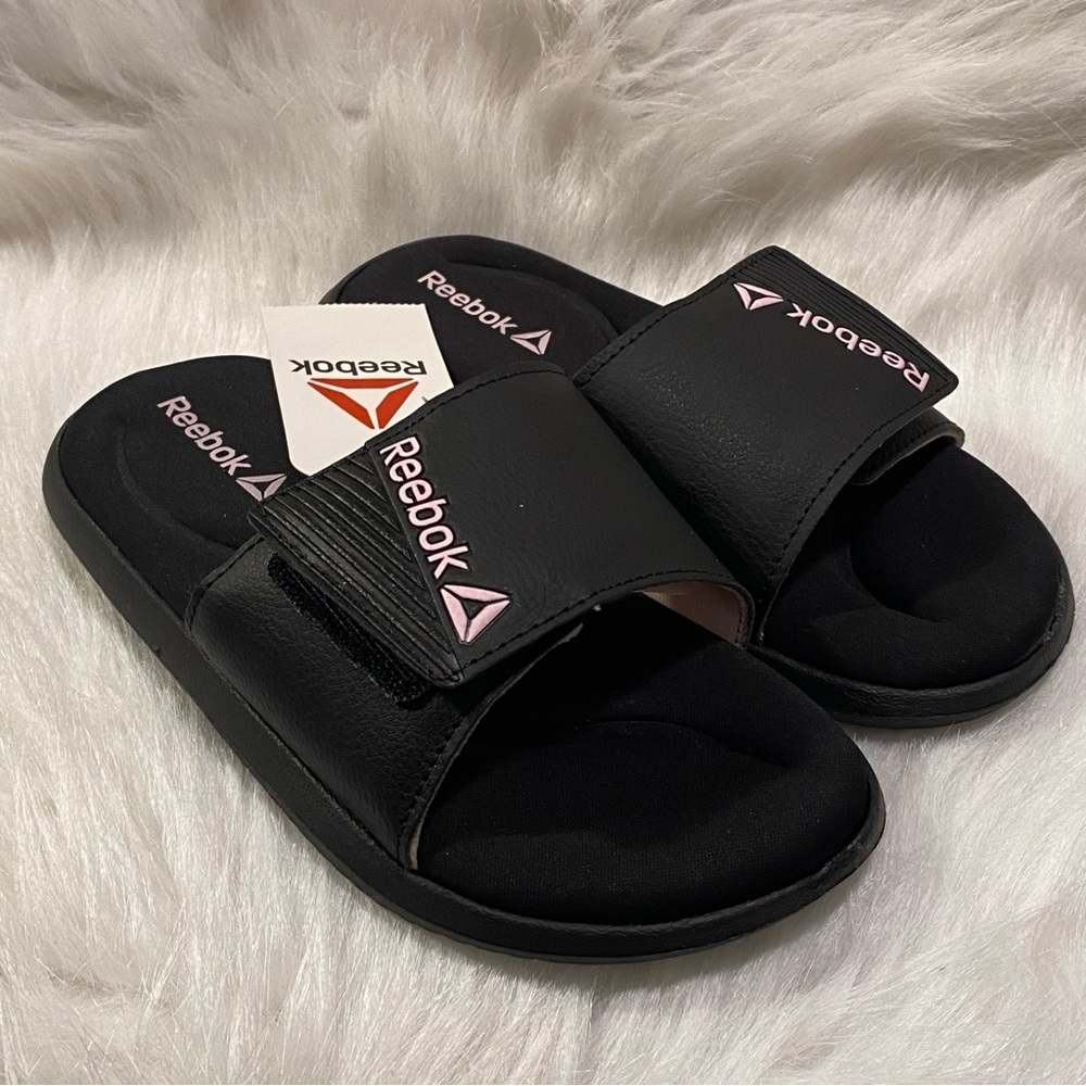 Reebok Shoes Girls Size 1 Slides New With Tags Black Sandals Slip On